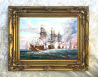 Superb Gilt Framed Oleograph of the Battle of Trafalgar 1805