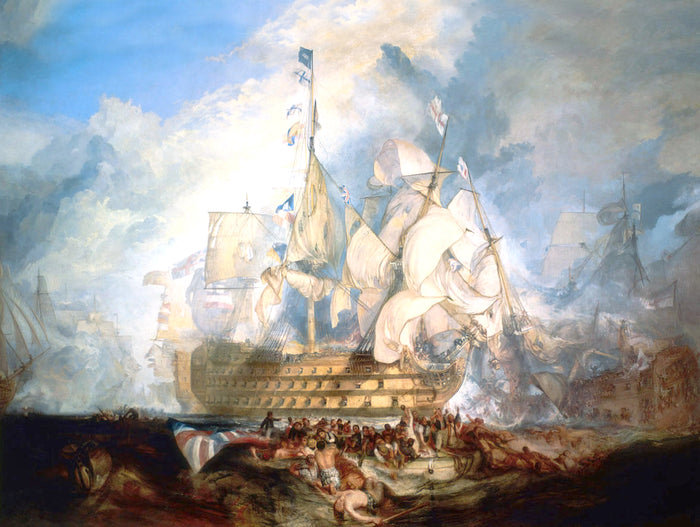 Gilt Framed Oleograph of the Battle of Trafalgar aft. JMW Turner