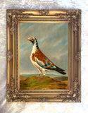 Gilt Framed Oleograph of a "Trooper Pigeon" in a Rural Landscape
