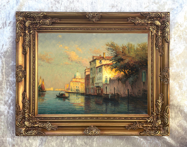 Fine Oleograph on Canvas of a Venetian Scene aft. Antione Bouvard