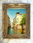 Fine Oleograph on Canvas of a Venetian Canal Scene in Summer