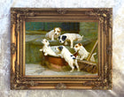 Fine Oleograph on Canvas - Jack Russell puppies - Bath Time