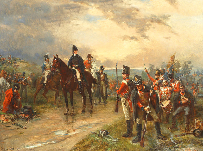 Gilt Framed Oleograph Portrait of The Duke of Wellington at Waterloo