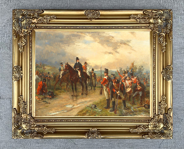 Gilt Framed Oleograph Portrait of The Duke of Wellington at Waterloo