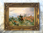 Gilt Framed Oleograph Portrait of The Duke of Wellington at the Battle of Waterloo