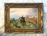 Gilt Framed Oleograph Portrait of The Duke of Wellington at the Battle of Waterloo