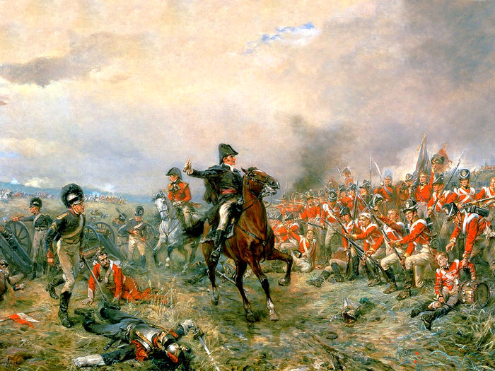 Gilt Framed Oleograph Portrait of The Duke of Wellington at the Battle of Waterloo