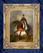 Fine Ornate Gilt Framed Oleograph Portrait of the Duke of Wellington on Copenhagen