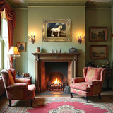 Fine Oleograph on Canvas - The White Shire Horse "Barrel" in a Landscape