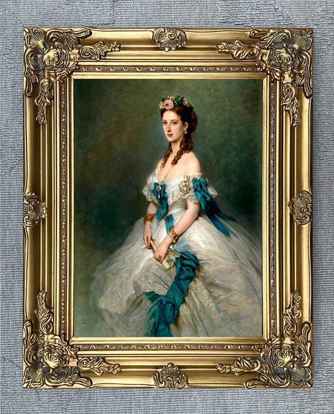 Large Gilt Framed Oleograph Portrait of a Royal Princess