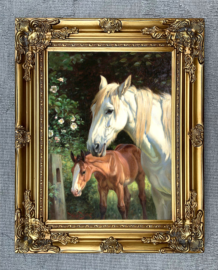 Oleograph on Canvas - Mare & Foal