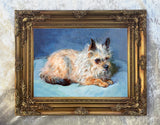Beautiful Oleograph on Canvas - Portrait of a Yorkshire Terrier