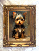 Beautiful Oleograph on Canvas - Portrait of a Seated Yorkshire Terrier