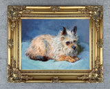 Beautiful Oleograph on Canvas - Portrait of a Yorkshire Terrier