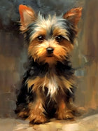 Beautiful Oleograph on Canvas - Portrait of a Seated Yorkshire Terrier