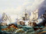 Fine Gilt Framed Oleograph of the Battle of Trafalgar 1805