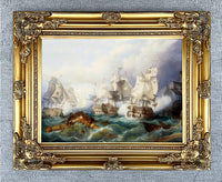 Fine Gilt Framed Oleograph of the Battle of Trafalgar 1805