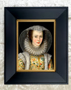 Fine Portrait of an Elizabethan Lady- Oleograph on Canvas in a Ebonised Wood Frame