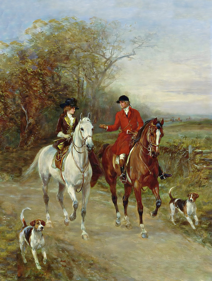 Oleograph on Canvas of a Hunting Couple 