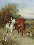 Oleograph on Canvas of a Hunting Couple "The Morning Ride"