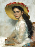 Exquisite Oleograph on Canvas - Portrait of an Elegant Edwardian Lady