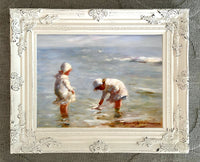 Fine Oleograph on Canvas - Children Paddling aft. Gemmell Hutchison