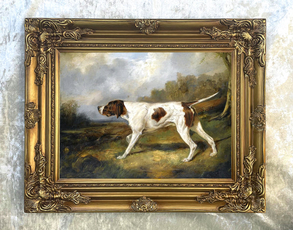 Fine Oleograph on Canvas of an English Pointer "On Point"