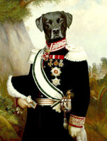 Fine Gilt Framed Lithograph of a Military Labrador