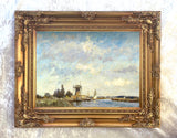Stunning Oleograph on Canvas of a Mill on the Broads after Seago