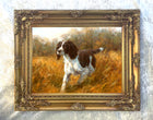 Gilt Framed Oleograph of  a Springer Spaniel in a Rural Landscape