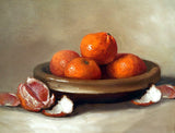 Stunning Still Life Oleograph on Canvas Still Life of Oranges in a Bowl