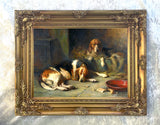 Ornate Framed Oleograph of the "Hounds at Rest"