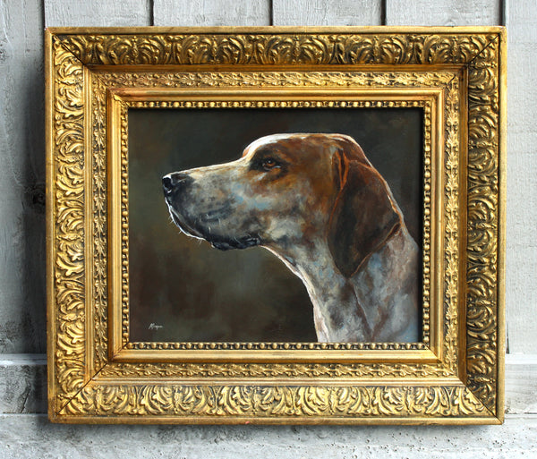 Vintage Oil on Board of a Foxhound - Sold