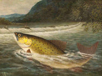 Fine Angling Oleograph on Canvas - On The Fly