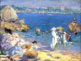 "A Day at the Beach" Impressionist Oleograph on Canvas