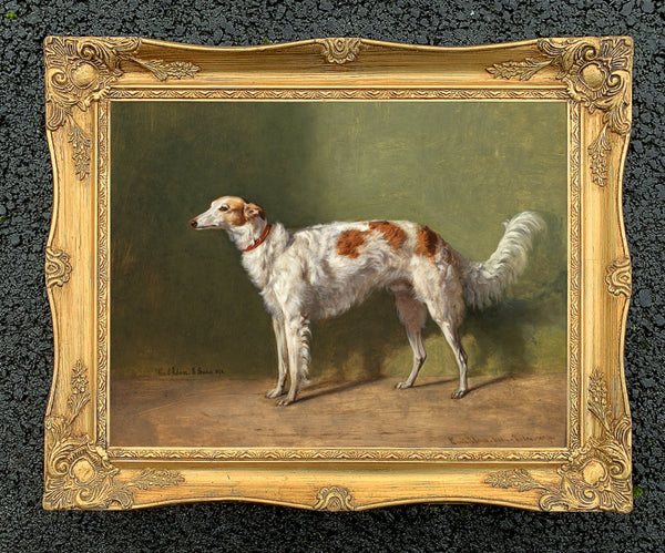 Fine Gilt Framed Oleograph of a Borzoi Hound