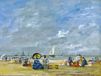 Stunning Oleograph on Canvas "Trouville Beach"