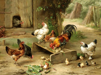 Fine Oleograph on Canvas - A Busy Farmyard aft. Edgar Hunt