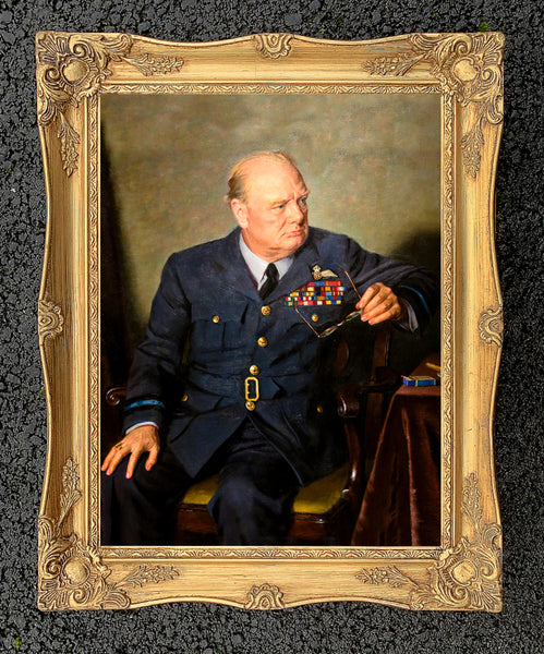 Fine Gilt Framed Lithograph of Winston Churchill