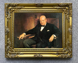 Fine Ornate Gilt Framed Oleograph of Winston Churchill