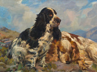 Gilt Framed Oleograph of Cocker Spaniels resting