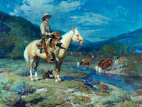 Fine Lithograph on Canvas - Cowboy on Horseback - Frank Tenney Johnson