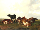 Gilt Framed Oleograph of Cows in a Landscape after T.S Cooper