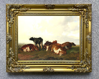 Gilt Framed Oleograph of Cows in a Landscape after T.S Cooper