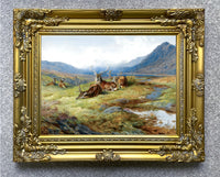 Gilt Framed  Oleograph "Red Deer Resting" aft. Archibald Thorburn