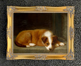 Gilt Framed Oleograph "Waiting for Master"