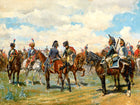 Fine Oleograph on Canvas - Dragoons & Hussars