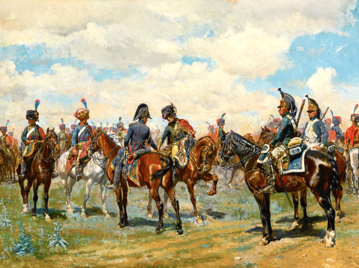 Fine Oleograph on Canvas - Dragoons & Hussars