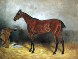 Fine Oleograph on Canvas of a Hunter in a Stable aft. John Emms