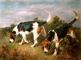 Framed Oleograph of  Foxhounds on a Moor aft. John Emms